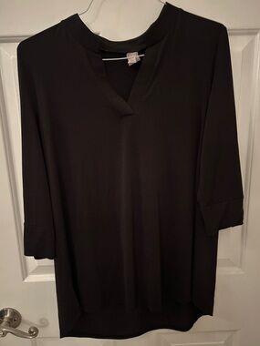 Honeyme Black V-Notch Tunic Top